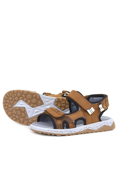 Rakerplus Hakiki Deri Taba Cırtlı Çocuk Sandalet Ayakkabı