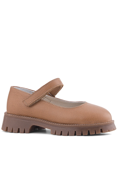 Rakerplus Hakiki Deri Taba Cırtlı Kalın Tabanlı Kız Çocuk Okul Ayakkabısı