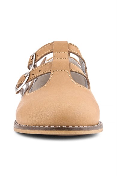 Rakerplus Hakiki Deri Taba Tokalı Kız Çocuk T-Bar Babet Ayakkabı