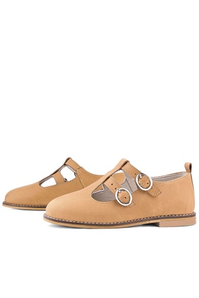 Rakerplus Hakiki Deri Taba Tokalı Kız Çocuk T-Bar Babet Ayakkabı