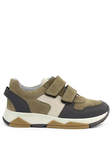 Rakerplus Hakiki Deri Vizon Kahve Çocuk Cırtlı Sneakers Spor Ayakkabı