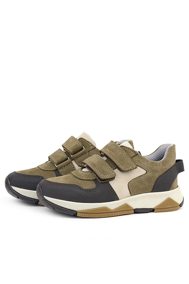 Rakerplus Hakiki Deri Vizon Kahve Çocuk Cırtlı Sneakers Spor Ayakkabı