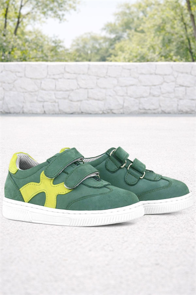 Rakerplus Hakiki Deri Yeşil Cırtlı Çocuk Spor Ayakkabı