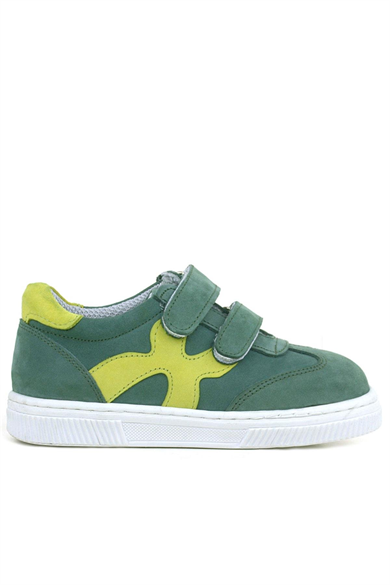Rakerplus Hakiki Deri Yeşil Cırtlı Çocuk Spor Ayakkabı