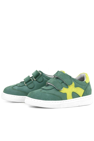 Rakerplus Hakiki Deri Yeşil Cırtlı Çocuk Spor Ayakkabı
