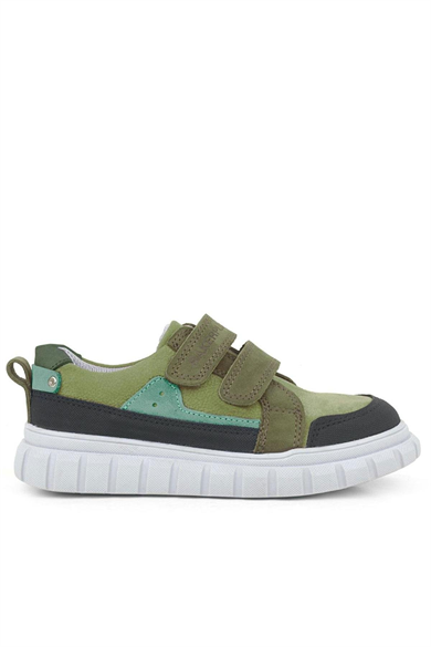 Rakerplus Hakiki Deri Yeşil Cırtlı Günlük Spor Çocuk Okul Ayakkabı