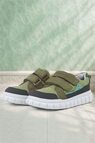 Rakerplus Hakiki Deri Yeşil Cırtlı Günlük Spor Çocuk Okul Ayakkabı