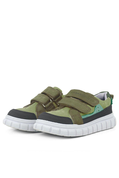 Rakerplus Hakiki Deri Yeşil Cırtlı Günlük Spor Çocuk Okul Ayakkabı