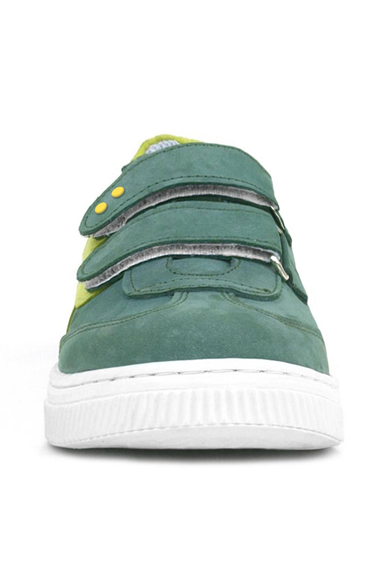 Rakerplus Hakiki Deri Yeşil Cırtlı Metal Detaylı Çocuk Spor Ayakkabı