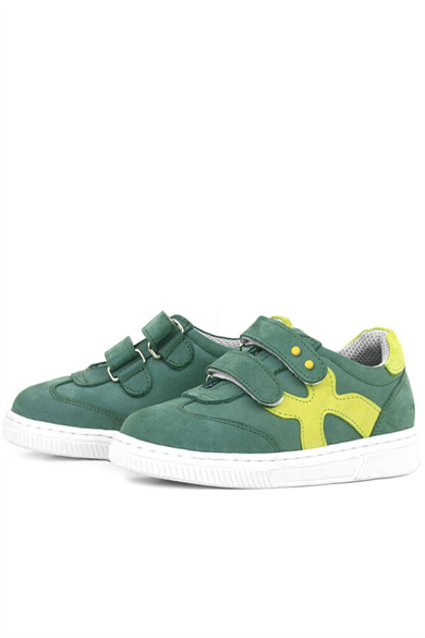 Rakerplus Hakiki Deri Yeşil Cırtlı Metal Detaylı Çocuk Spor Ayakkabı