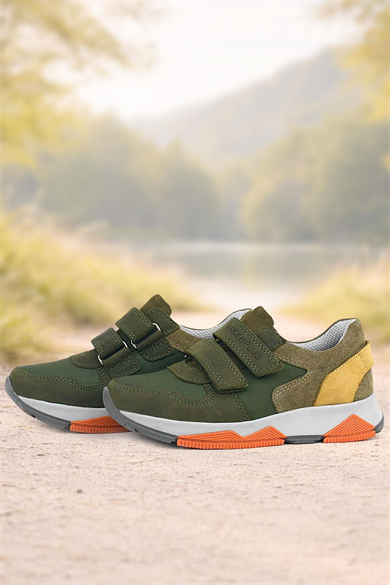 Rakerplus Hakiki Deri Yeşil Çocuk Cırtlı Sneakers Spor Ayakkabı