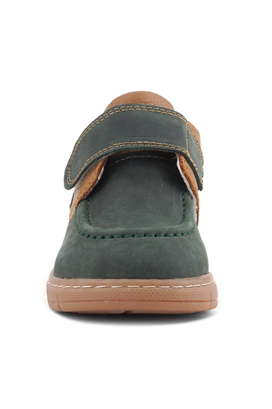 Rakerplus Hakiki Deri Yeşil Kahve Cırt Cırtlı Bebek Bot