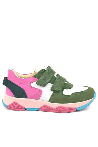 Rakerplus Hakiki Deri Yeşil Pembe Çocuk Sneakers Spor Ayakkabı