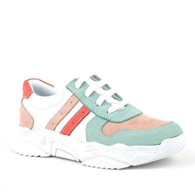 Rakerplus Hakiki Deri Yeşil Pembe Kız Çocuk Sneakers Ayakkabı