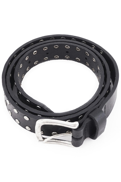 Rakerplus Hakiki Manda Derisi Siyah Metal Detaylı Kız Çocuk Kemer