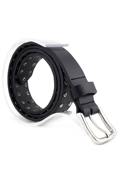 Rakerplus Hakiki Manda Derisi Siyah Metal Detaylı Kız Çocuk Kemer