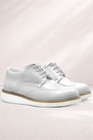 Rakerplus Hidra Beyaz Rugan Bağcıklı Erkek Çocuk Ayakkabı