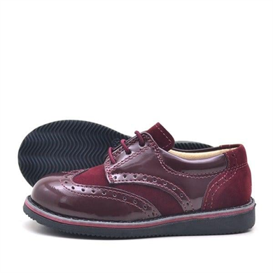 Rakerplus Hidra Bordo Rugan Bağcıklı Klasik Erkek Bebek Ayakkabı