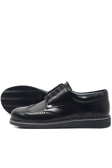 Rakerplus Hidra Hakiki Deri Rugan Erkek Genç Okul Ayakkabı