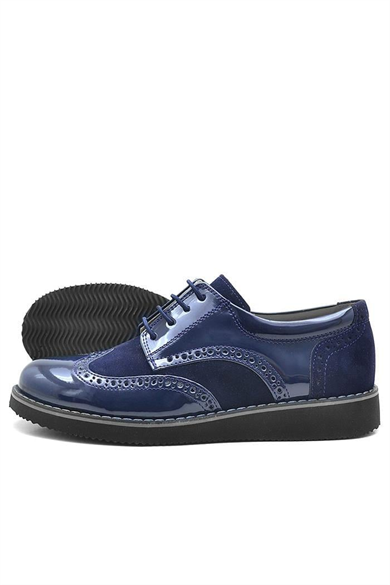 Rakerplus Hidra Lacivert Rugan Bağcıklı Erkek Çocuk Klasik Ayakkabı