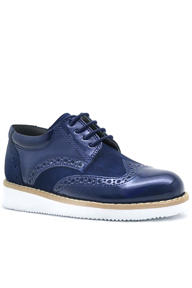 Rakerplus Hidra Lacivert Rugan Beyaz Yüksek Tabanlı Erkek Çocuk Klasik Ayakkabı