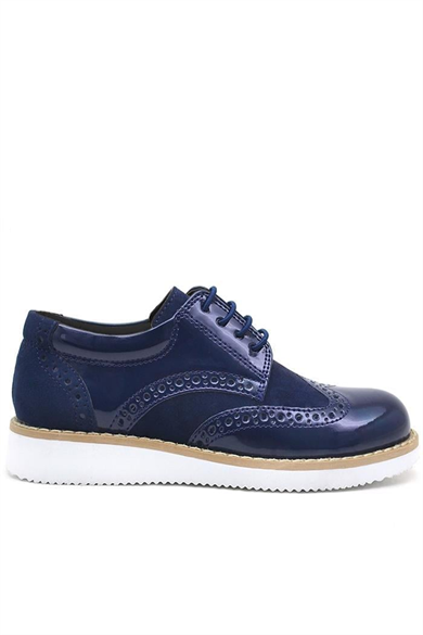 Rakerplus Hidra Lacivert Rugan Beyaz Yüksek Tabanlı Erkek Çocuk Klasik Ayakkabı