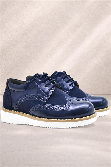 Rakerplus Hidra Lacivert Rugan Beyaz Yüksek Tabanlı Erkek Çocuk Klasik Ayakkabı