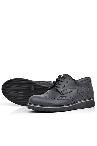 Rakerplus Hidra Siyah Mat Bağcıklı Klasik Erkek Çocuk Ayakkabı