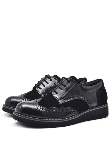 Rakerplus Hidra Siyah Rugan Bağcıklı Klasik Erkek Çocuk Okul Ayakkabı