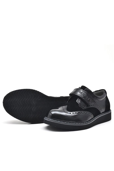 Rakerplus Hidra Siyah Rugan Cırtlı Erkek Çocuk Klasik Ayakkabı