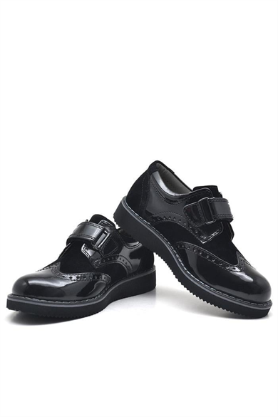 Rakerplus Hidra Siyah Rugan Cırtlı Erkek Çocuk Klasik Ayakkabı