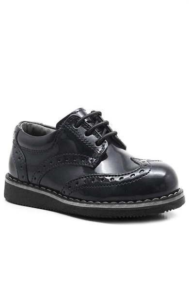 Rakerplus Hidra Siyah Rugan Lastik Bağcıklı Erkek Çocuk Klasik Ayakkabı