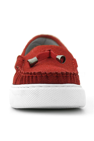 Rakerplus Kırmızı Süet Ekstra Hafif Çocuk Makosen Ayakkabı