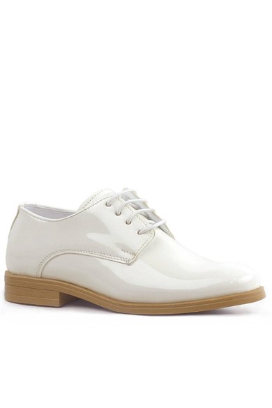 Rakerplus Krem Rugan Bağcıklı Oxford Çocuk Okul Ayakkabısı