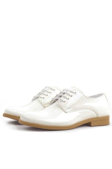 Rakerplus Krem Rugan Bağcıklı Oxford Çocuk Okul Ayakkabısı