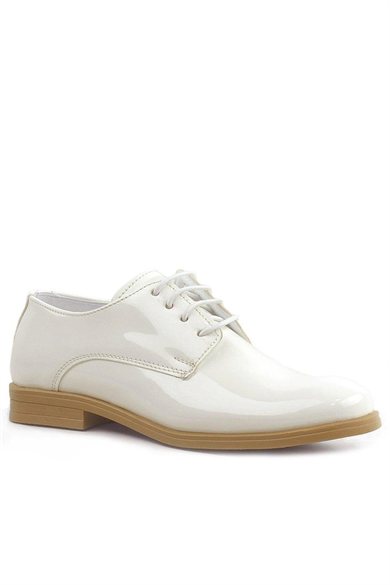 Rakerplus Krem Rugan Bağcıklı Oxford Çocuk Okul Ayakkabısı