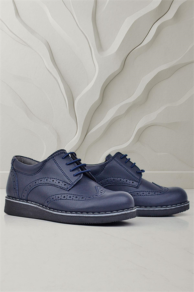Rakerplus Lacivert Mat Bağcıklı Erkek Çocuk Klasik Ayakkabı