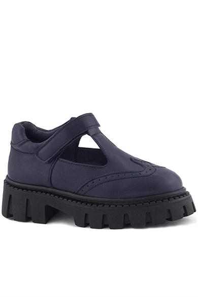 Rakerplus Lacivert Mat Cırtlı Kız Çocuk Okul Ayakkabı