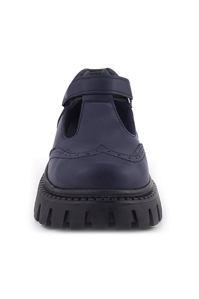 Rakerplus Lacivert Mat Cırtlı Kız Çocuk Okul Ayakkabı