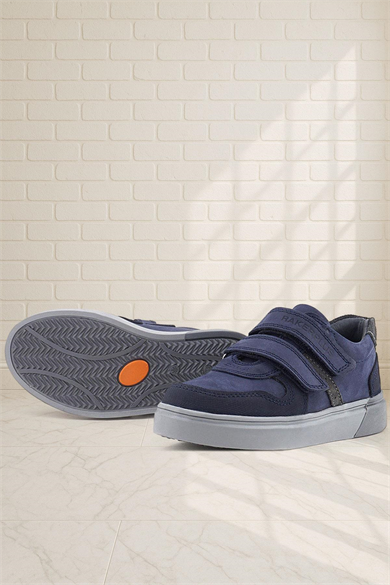 Rakerplus Lacivert Nubuk Cırtlı Hakiki Deri Erkek Çocuk Okul Ayakkabı