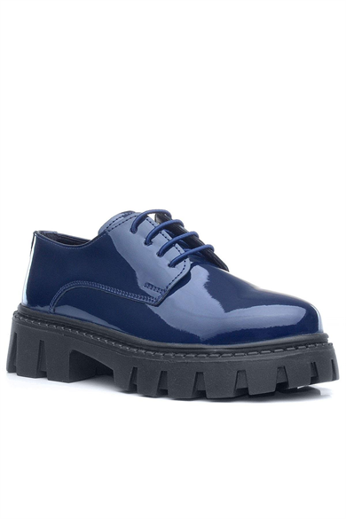 Rakerplus Lacivert Rugan Bağcıklı Kız Çocuk Oxford Okul Ayakkabı