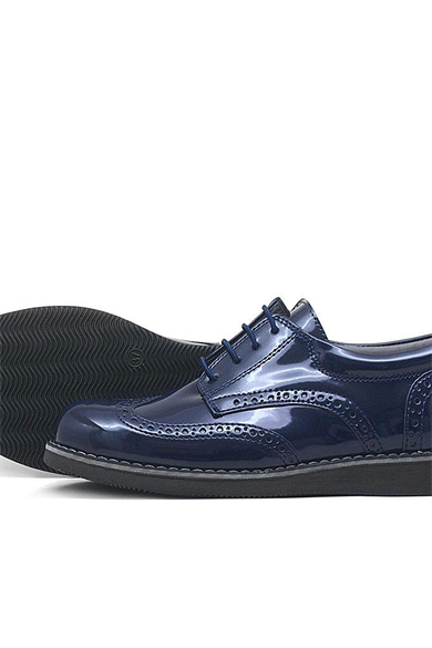 Rakerplus Lacivert Rugan Bağcıklı Klasik Erkek Çocuk Ayakkabı