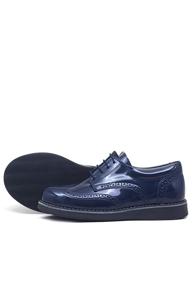 Rakerplus Lacivert Rugan Bağcıklı Klasik Erkek Çocuk Ayakkabı