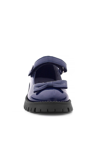 Rakerplus Lacivert Rugan Cırtlı Kalın Tabanlı Metal Detaylı Kız Çocuk Okul Ayakkabısı