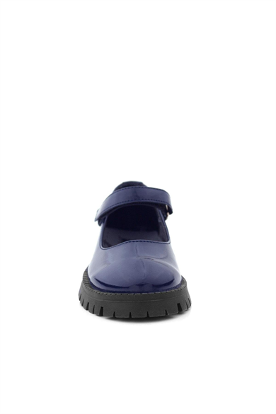 Rakerplus Lacivert Rugan Cırtlı Kalın Tabanlı Kız Çocuk Okul Ayakkabısı