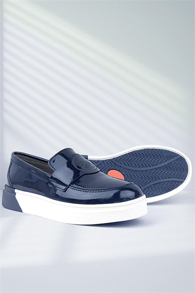 Rakerplus Lacivert Rugan Çocuk Klasik Ayakkabı