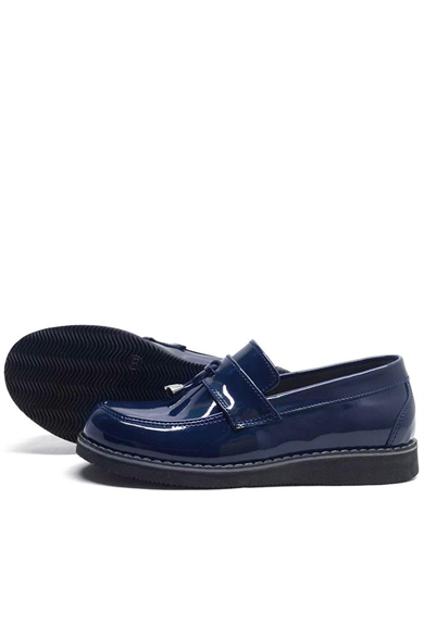 Rakerplus Lacivert Rugan Loafer Çocuk Okul Ayakkabısı