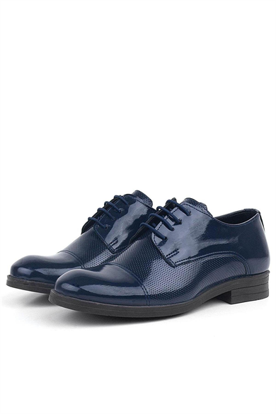 Rakerplus Lacivert Rugan Oxford Bağcıklı Klasik Çocuk Ayakkabı