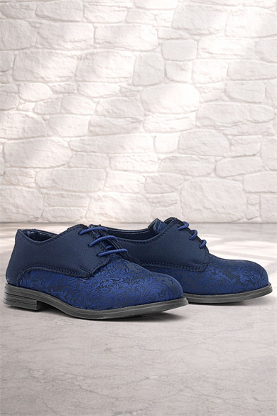 Rakerplus Lacivert Siyah Bağcıklı Takım Elbise Klasik Çocuk Ayakkabı