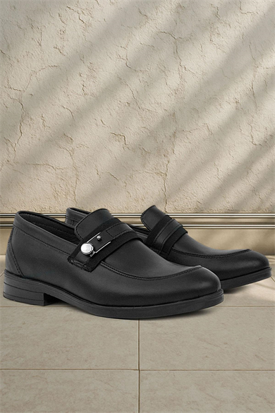 Rakerplus Loafer Hakiki Deri Siyah Klasik Erkek Genç Ayakkabısı